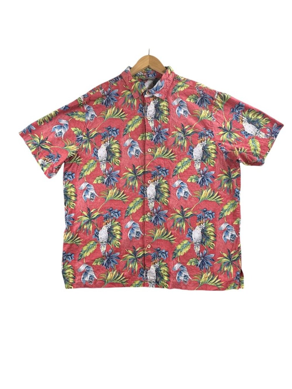 Tommy Bahama Shirt Mens XL Multicolor Parrot Hawaiian Button Up Short Sleeve